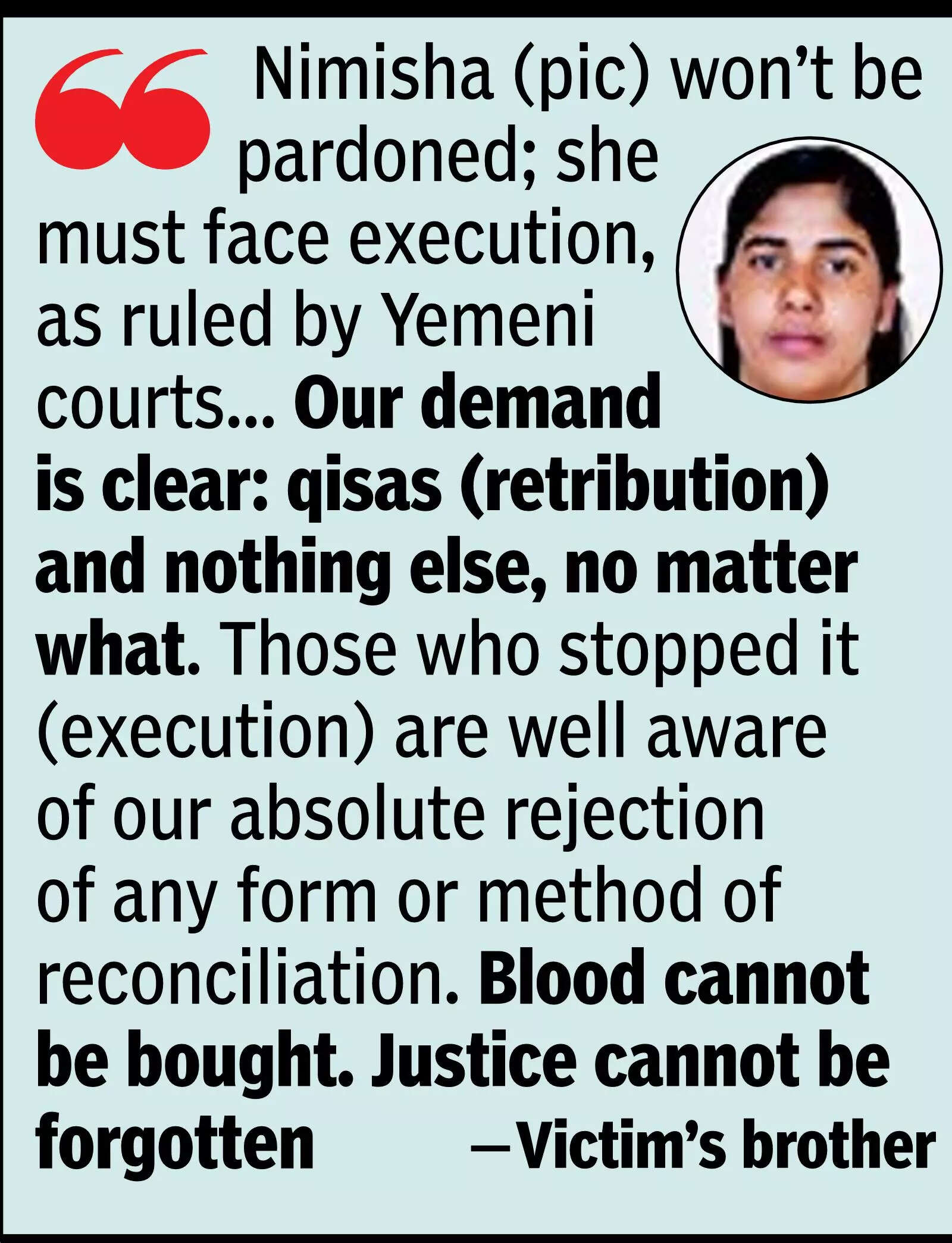 Kin of murdered Yemeni refuse pardon for Nimisha
