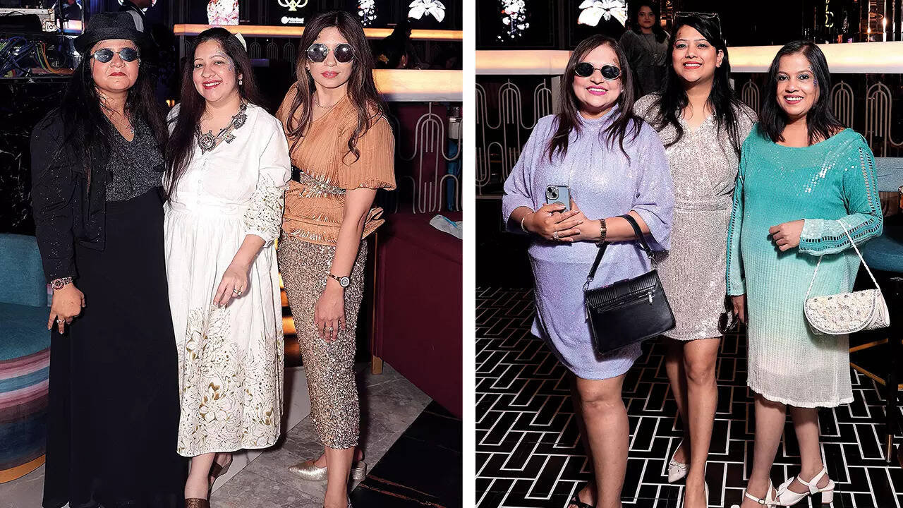 (L) (L-R) Neha Gupta, Nisha Duva and Priya Jasnani (R) Neha Jain, Ayushi Jain and Rashmi Jain