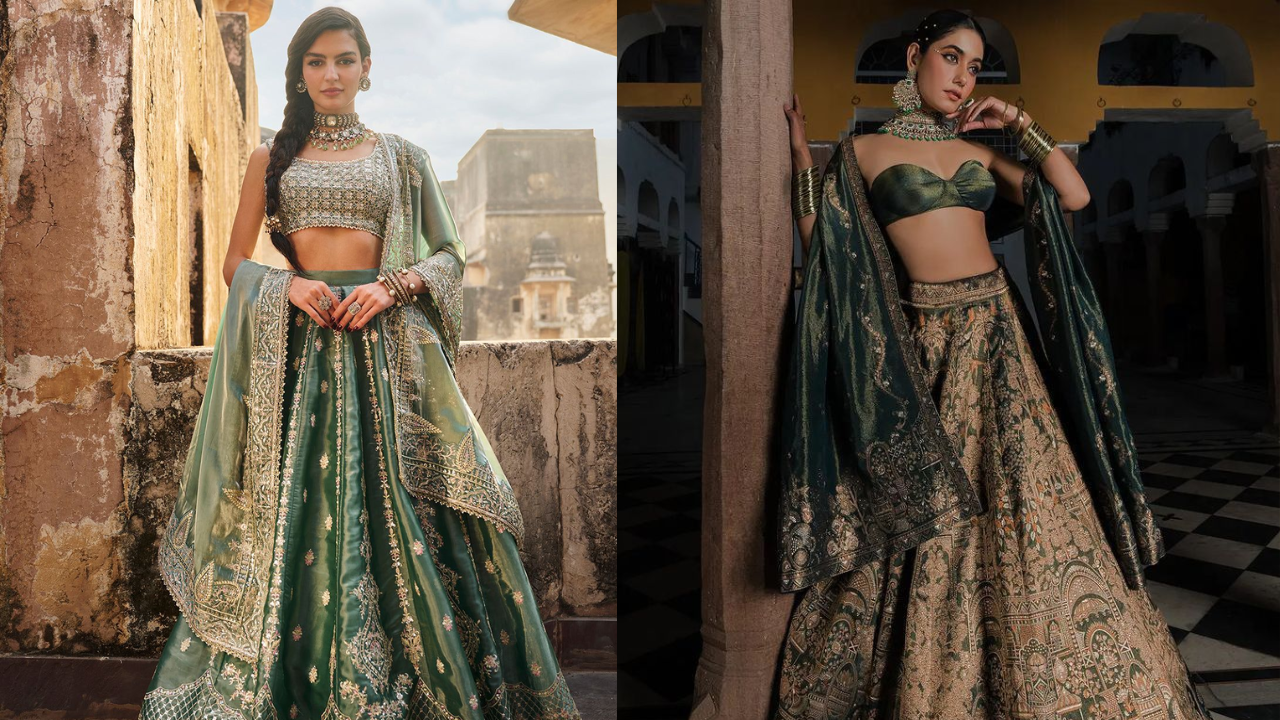 Green zari lehenga
