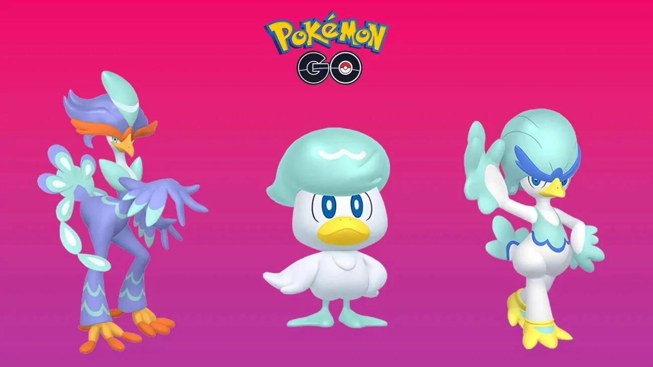 Shiny Quaxly Family in Pokemon GO (Image via The Pokemon Company) Shiny Quaxly Family in Pokemon GO