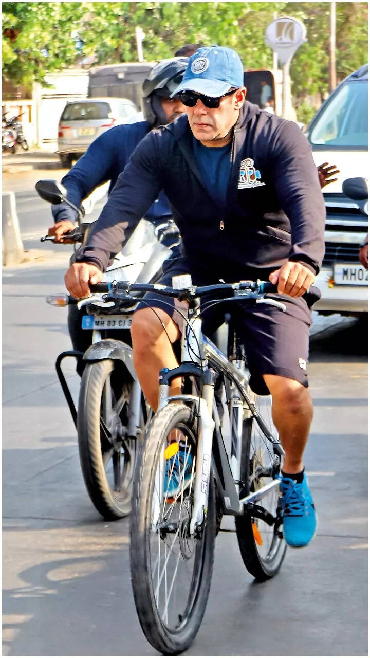 Salman Khan cycling around Bandra