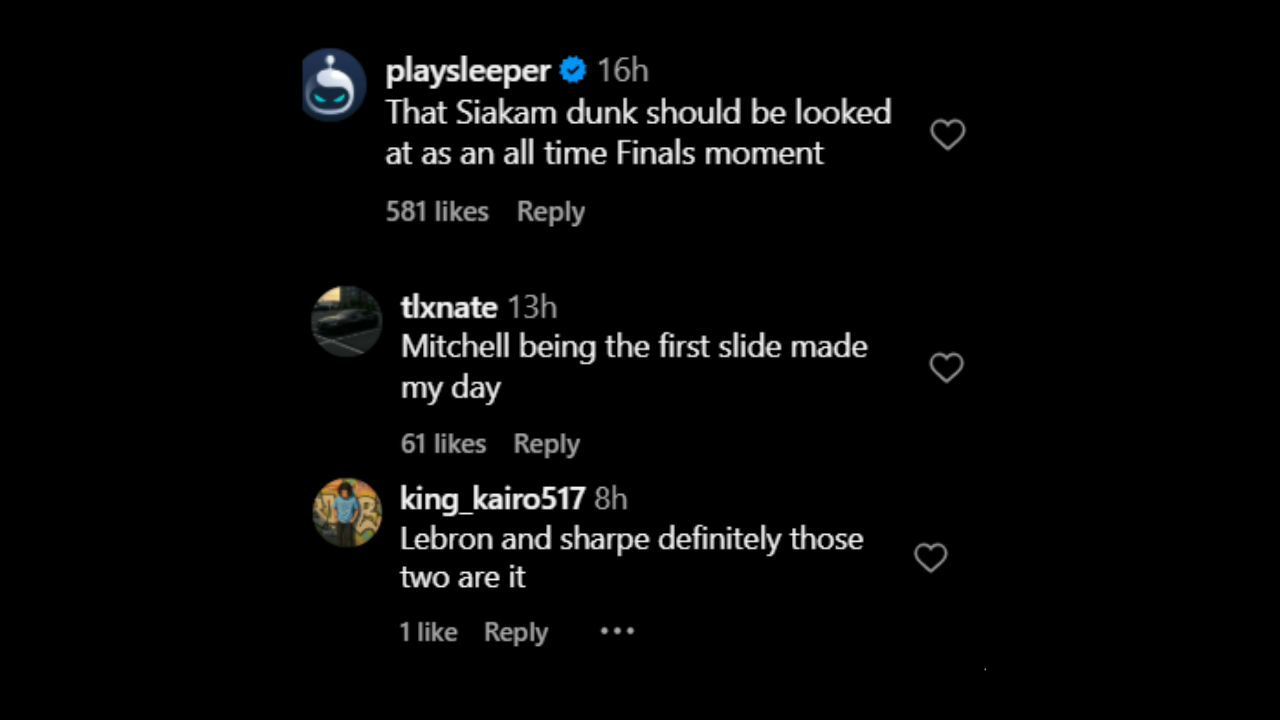 Fans commented on best dunk moments of 2024-2025 season picked by NBA (Source: @nba/Instagram) Fans comments