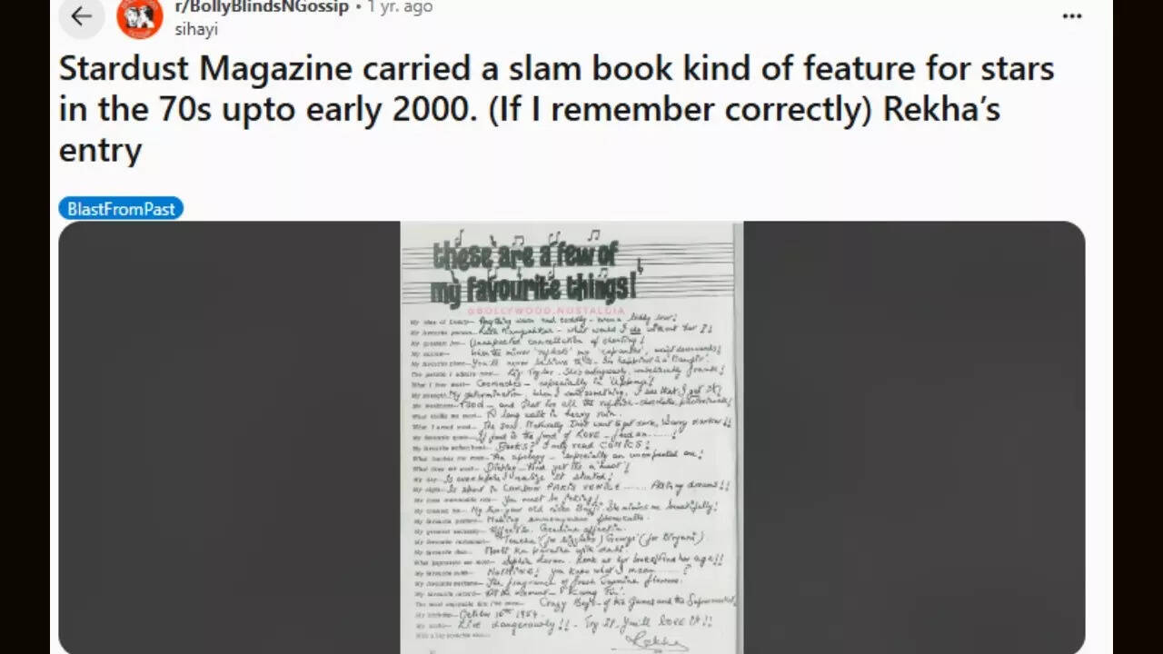 Rekha Slam Book Entry