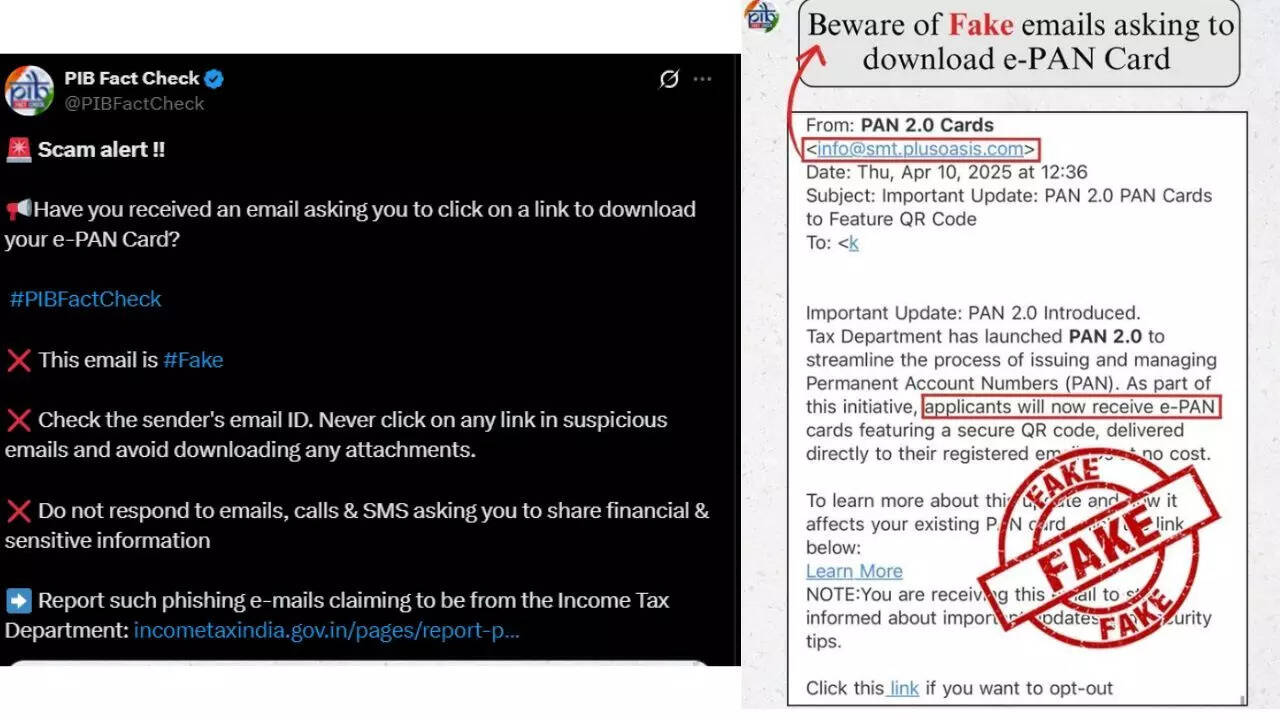 Source: X PIB and Income Tax Department official response on PAN 2.0 scam alert