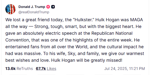 Donald Trump on Hulk Hogan