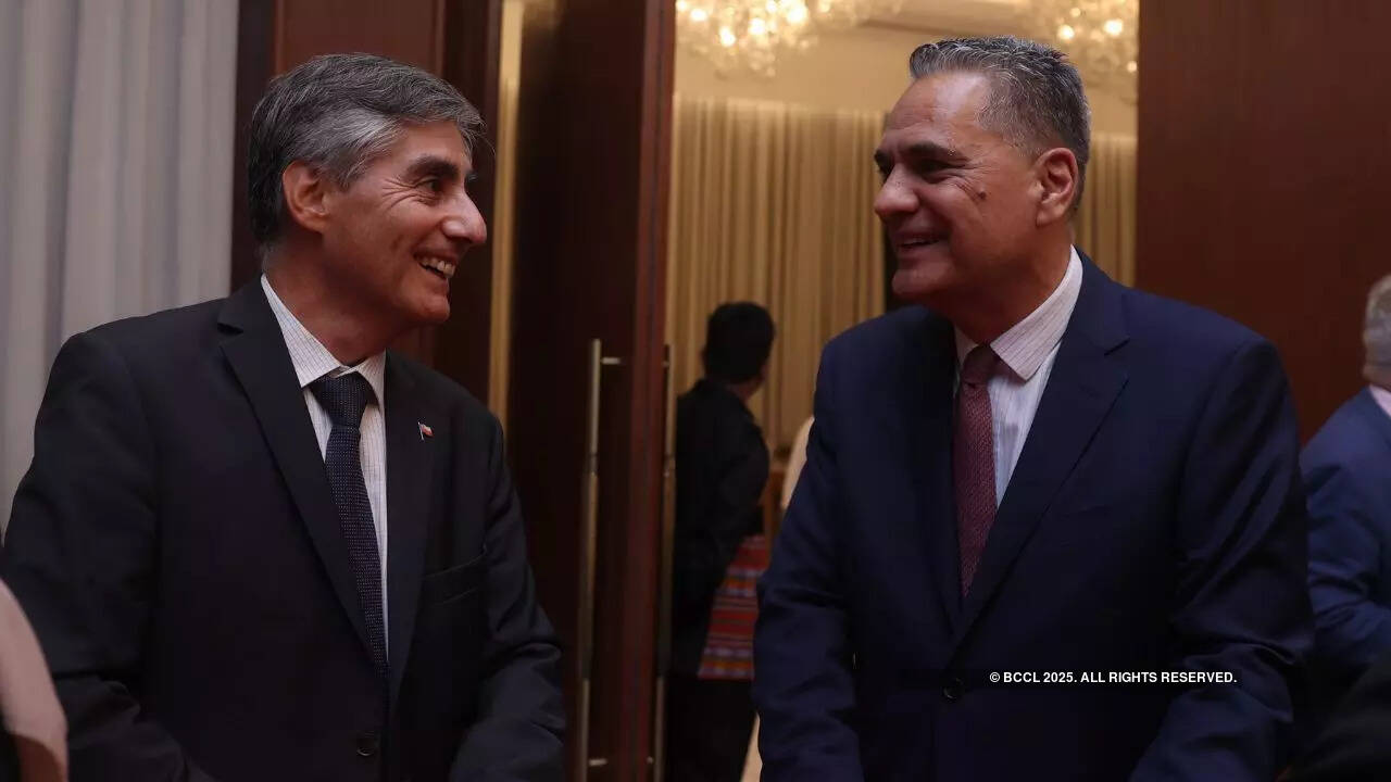 Patrick John Rata, New Zealand High Commissioner to India (R) with Juan Angulo, Ambassador of Chile to India (L) Diplomats at the event