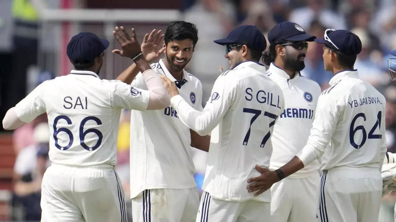 Washington Sundar took two wickets at 3 of the fourth Test between England and India at Old Trafford, Manchester. (AP) Washington Sundar India AP