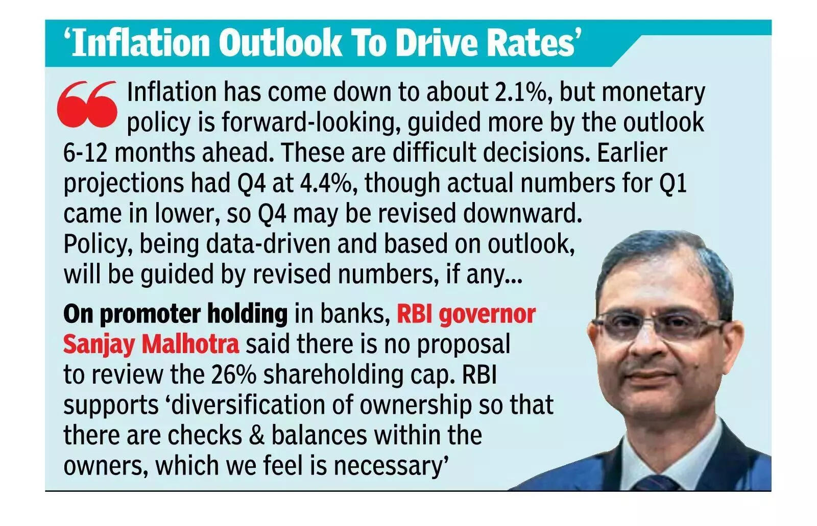 RBI guv rules out banking licences for corporates.