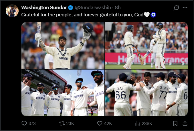 Washington Sundar on X