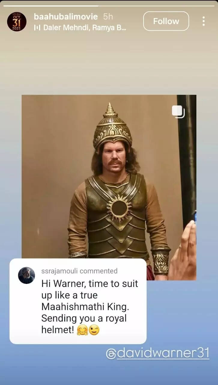 SS Rajamouli Gift David Warner 'Royal Helmet'; Como los brazos del jugador de cricket son virales, ver