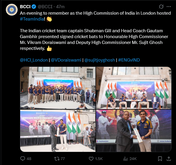 BCCI on x (screengrab) BCCI on X