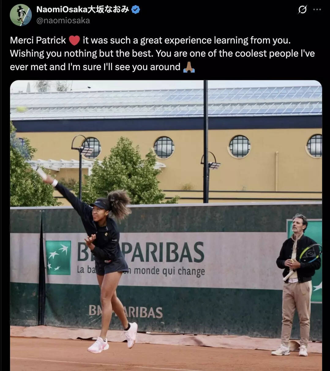 Naomi Osaka social media post
