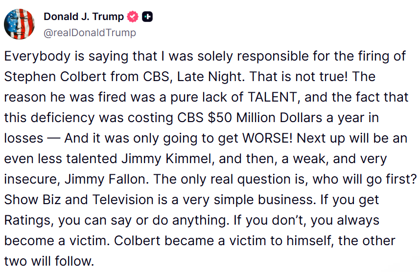 Donald Trump's Truth Social post