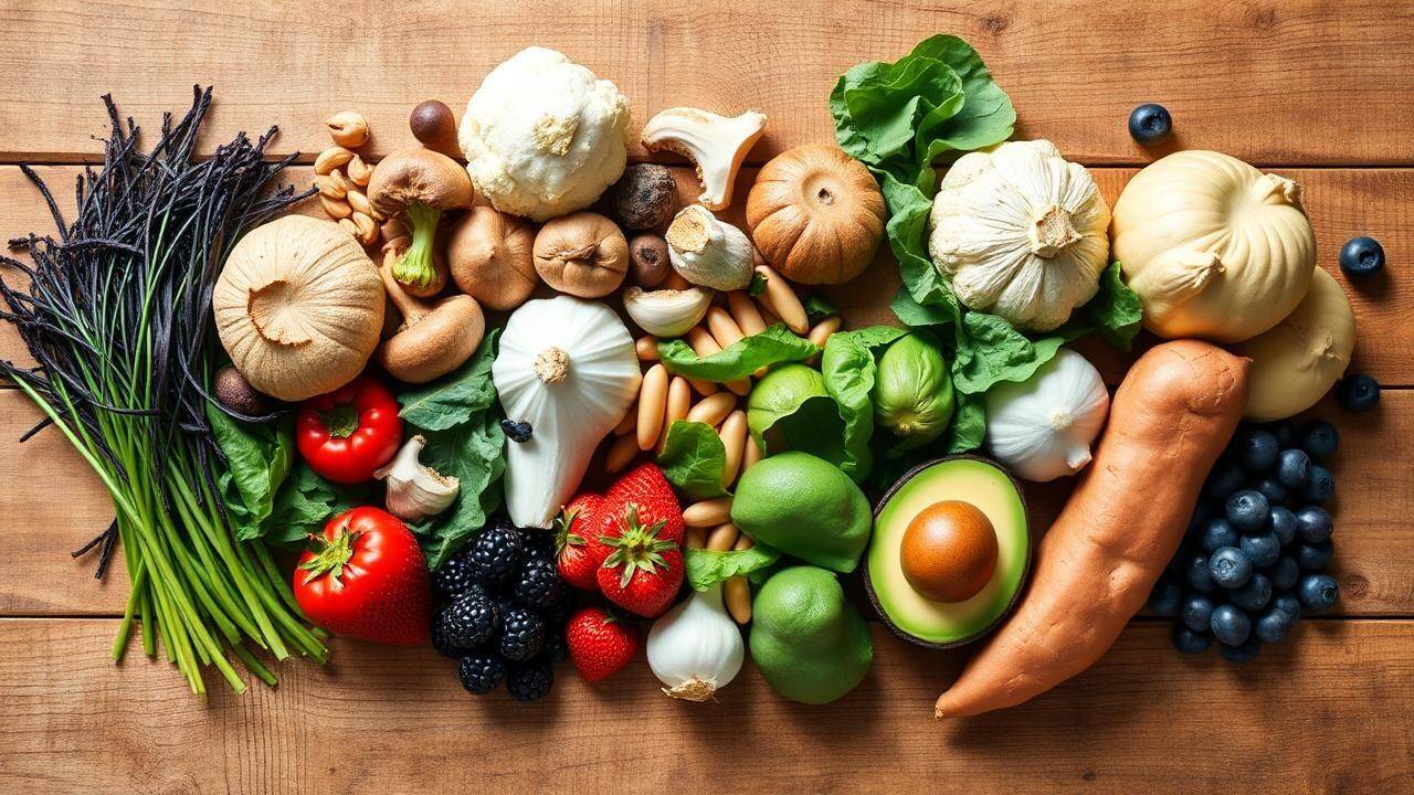 Vegetables on Rustic Table