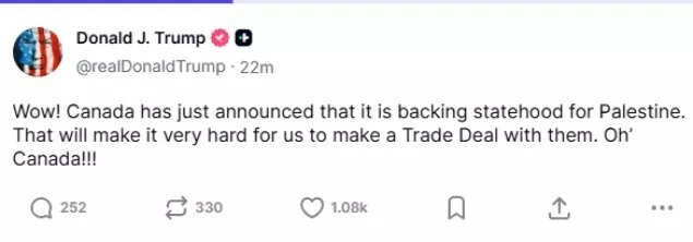 Trump post on Truth Social