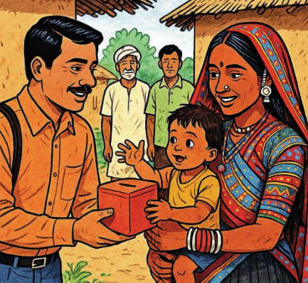 Parents pay Rs 110 to the society to enrol the child and receive a piggy bank in exchange