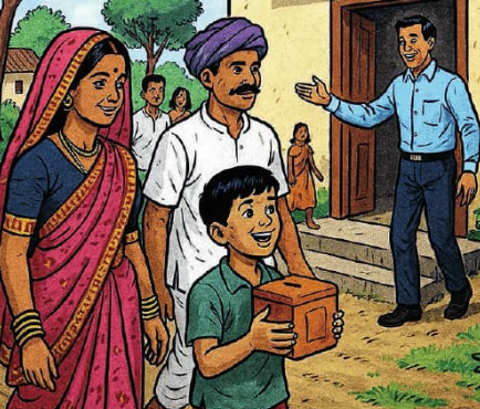 Every month, an agent from the cooperative visits the house to collect the accumulated cash. The amount is deposited into the child’s account