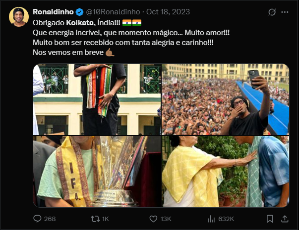 Ronaldinho in Kolkata (Screengrab) Screenshot 2025-08-01 174729