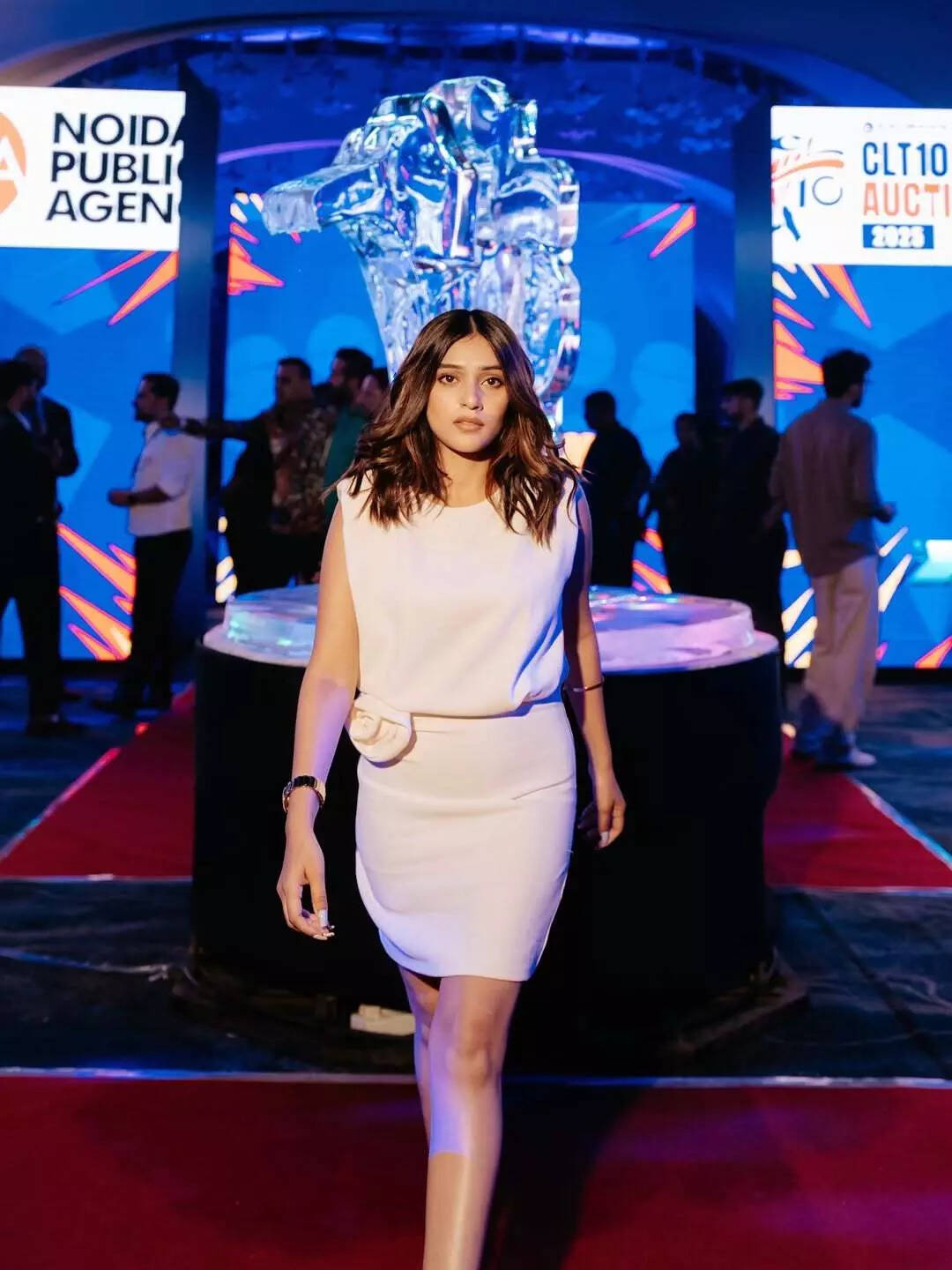 RJ Mahvash during the auction for CLT10 in Delhi. (Instagram) RJ Mahvash CLT10