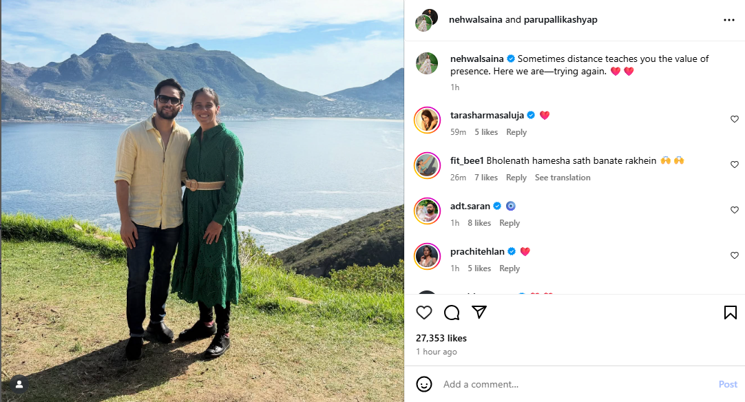 Insta post of Saina Nehwal Insta post of Saina Nehwal