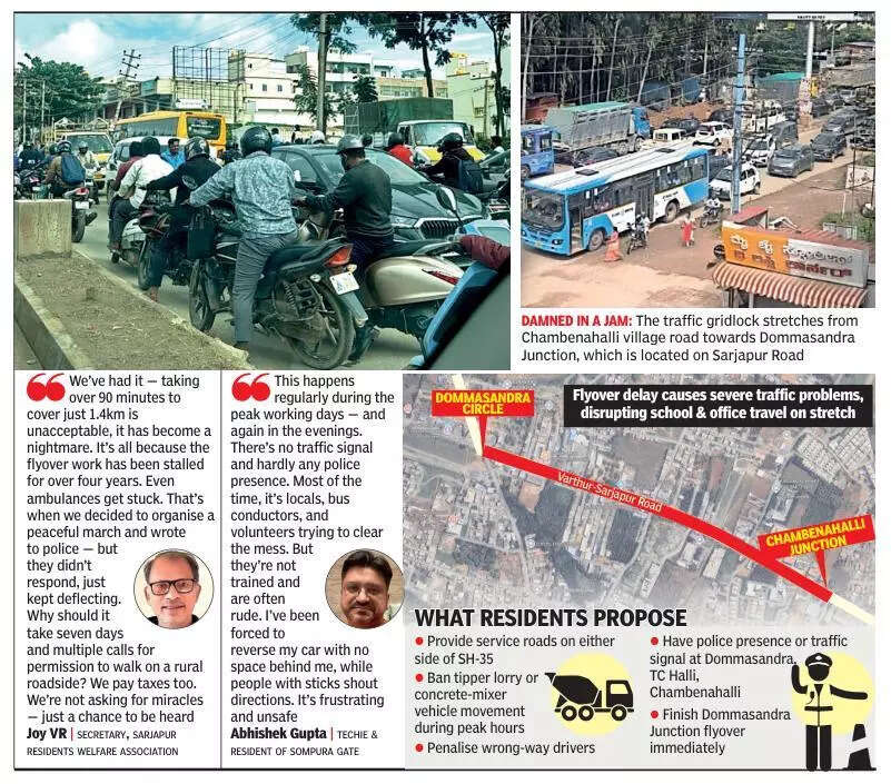 1.4km, 90 minutes: Bengaluru’s Sarjapur residents demand urgent fix to traffic mess