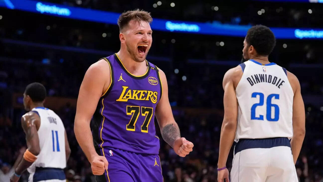 Luka Doncic of the Los Angeles Lakers