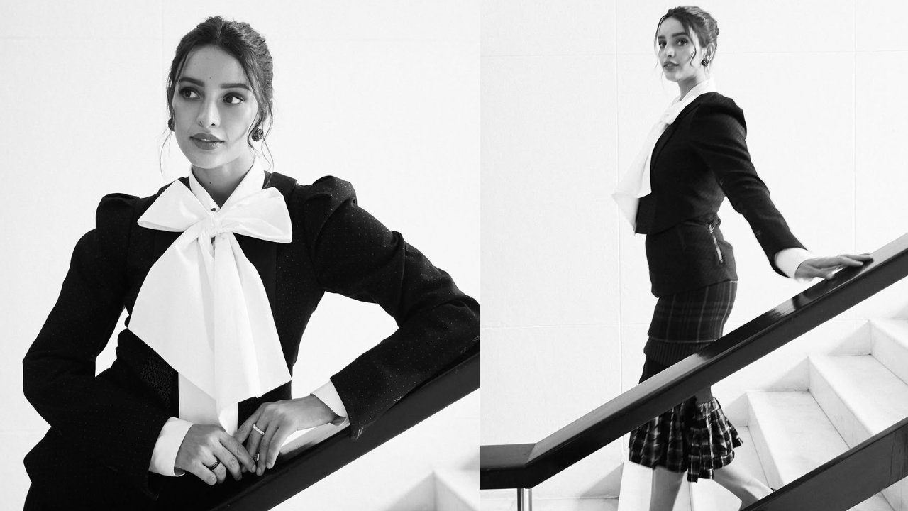 Triptii wore a black blazer and a checkered co-ord set