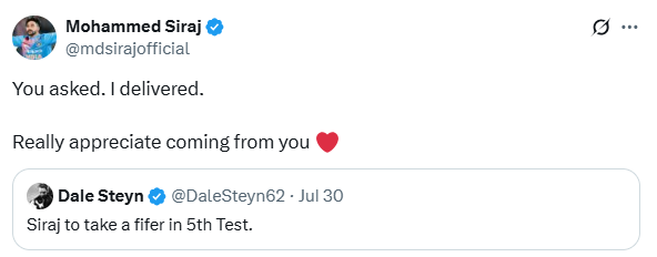 Mohammed Siraj Tweet Mohammed Siraj Tweet