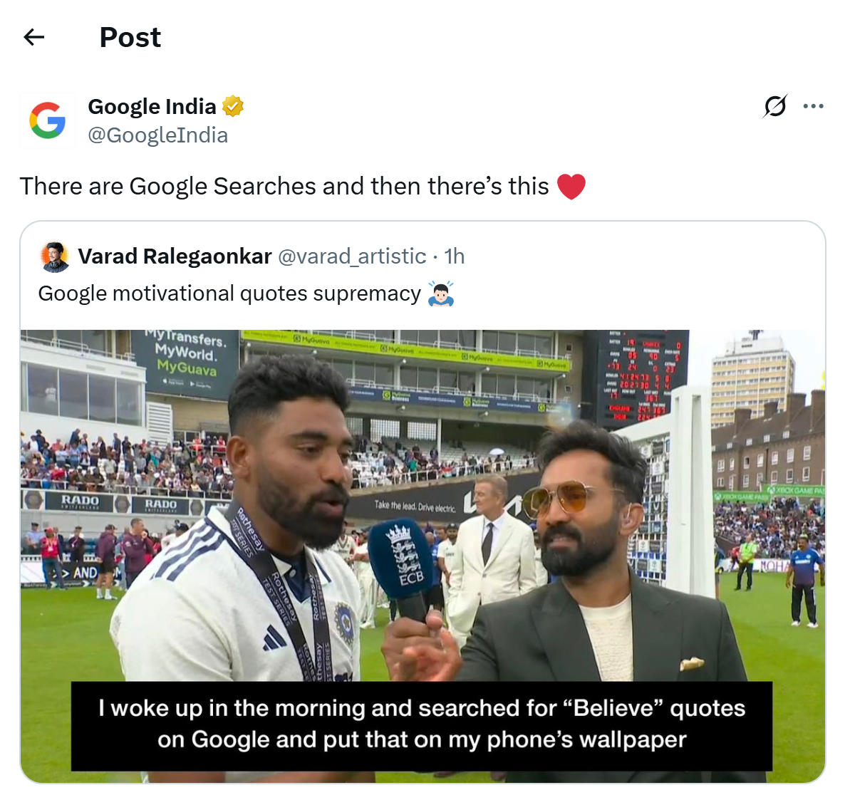Google India's post