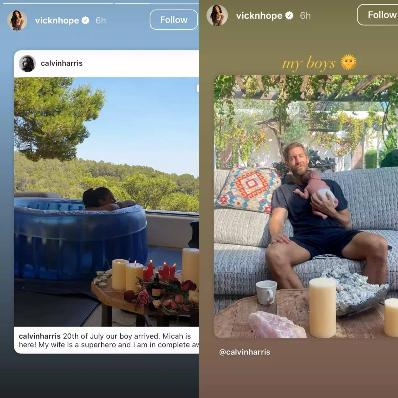 Calvin Harris and Vick Hope welcome baby boy Micah, share personal photos from at-home birth