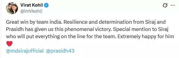 Virat Kohli Tweet.