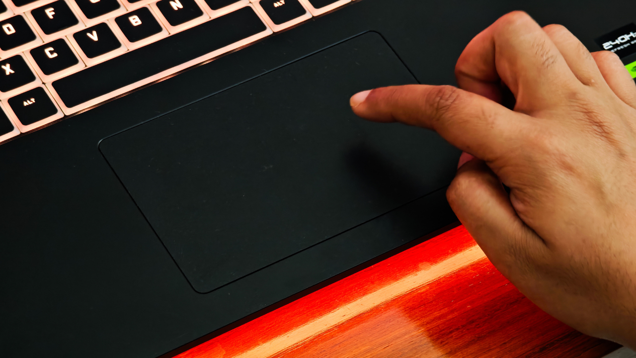 The typical small-ish trackpad you'd find on a gaming laptop