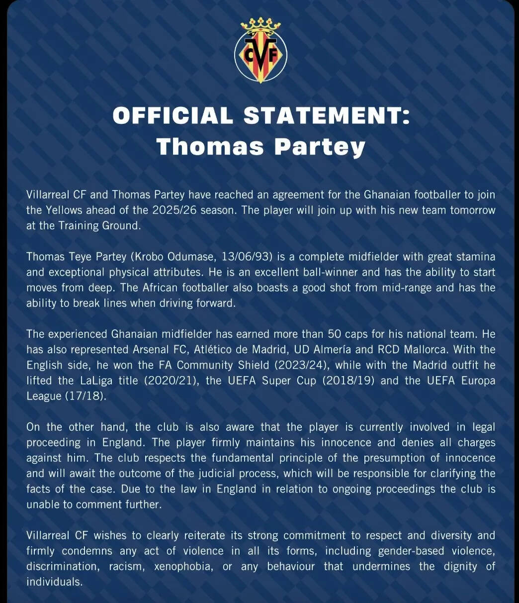 Villarreal statement