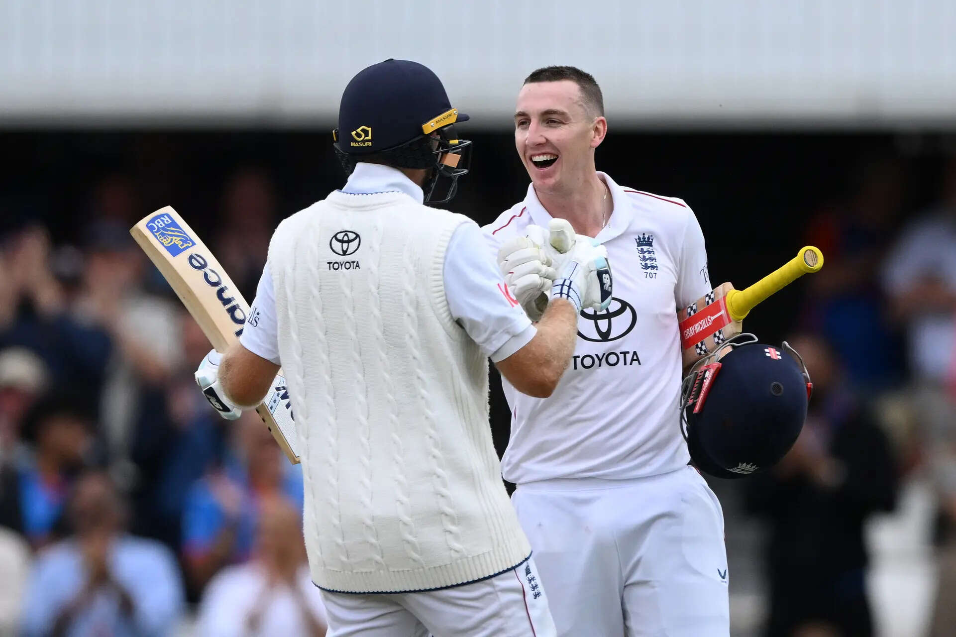 Harry Brook (R) of England with Joe Root. (Getty Images) England Test Cricket