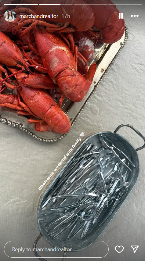 Rebecca Marchand enjoyed a seafood lunch with family