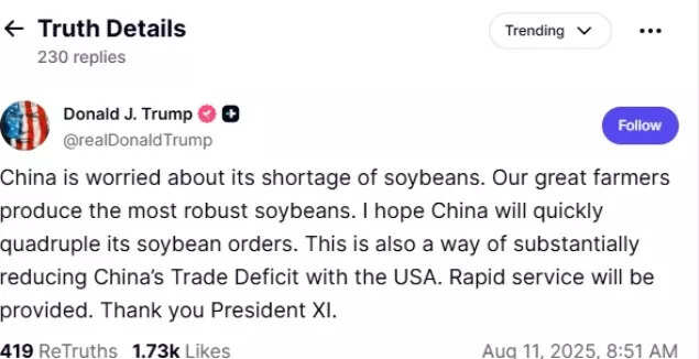 Trump's post on Truth Social