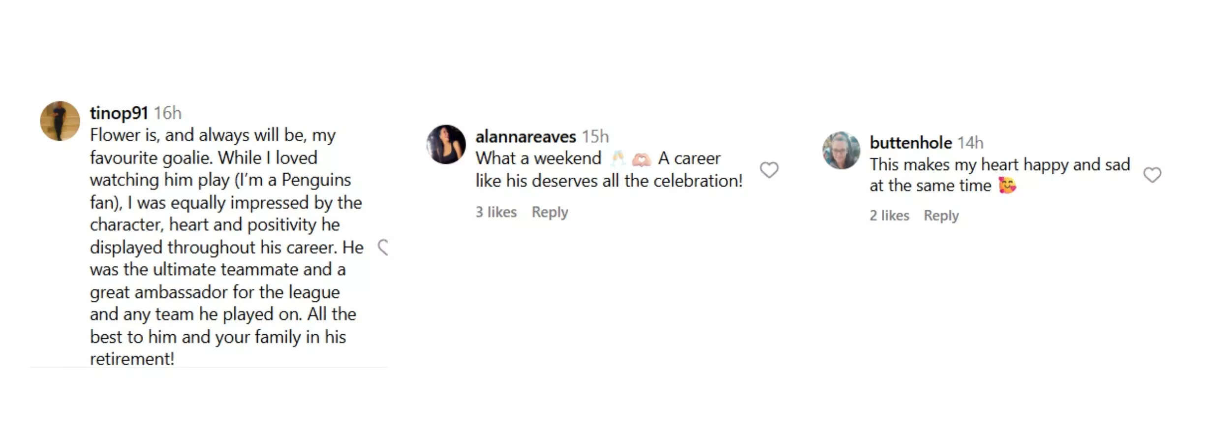 Fans are now pouring their heartfelt praises on Marc-André Fleury