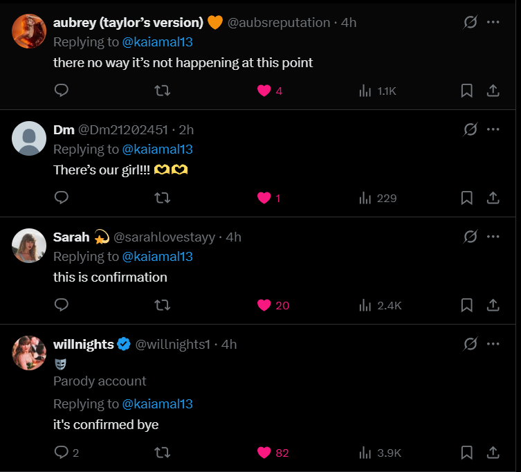 Fans are panicking.(Image via X) Taylor Swift