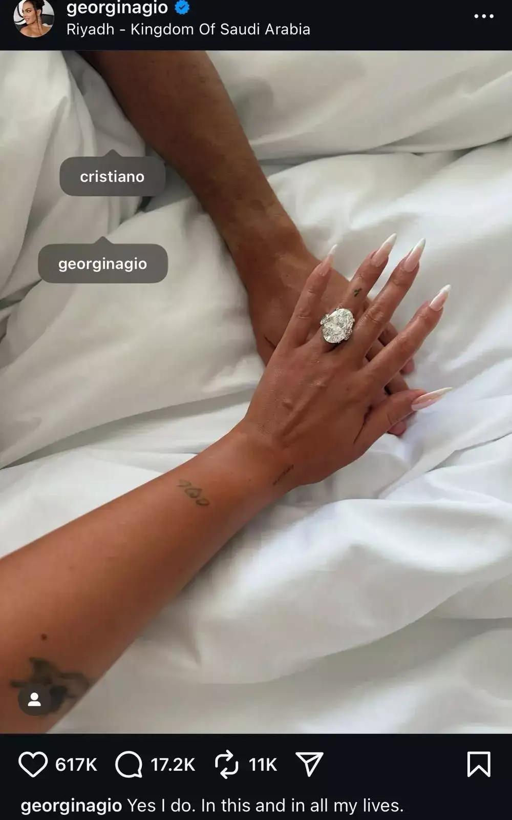 Georgina Rodríguez announces that Cristiano Ronaldo asked her to marry him. Georgina Rodríguez