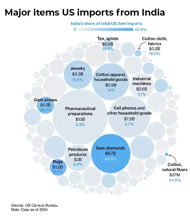 Major items US imports from India