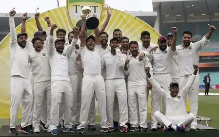 Sydney: The Indian cricket team celebrate their series win over Australia after ...
