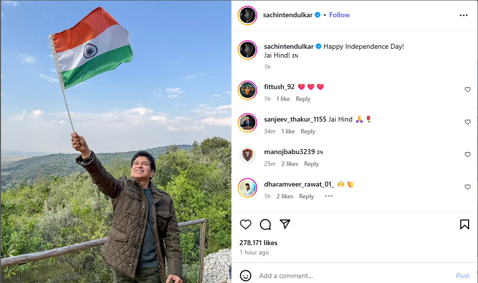 Sachin Tendulkar Insta Post Sachin Tendulkar Insta Post