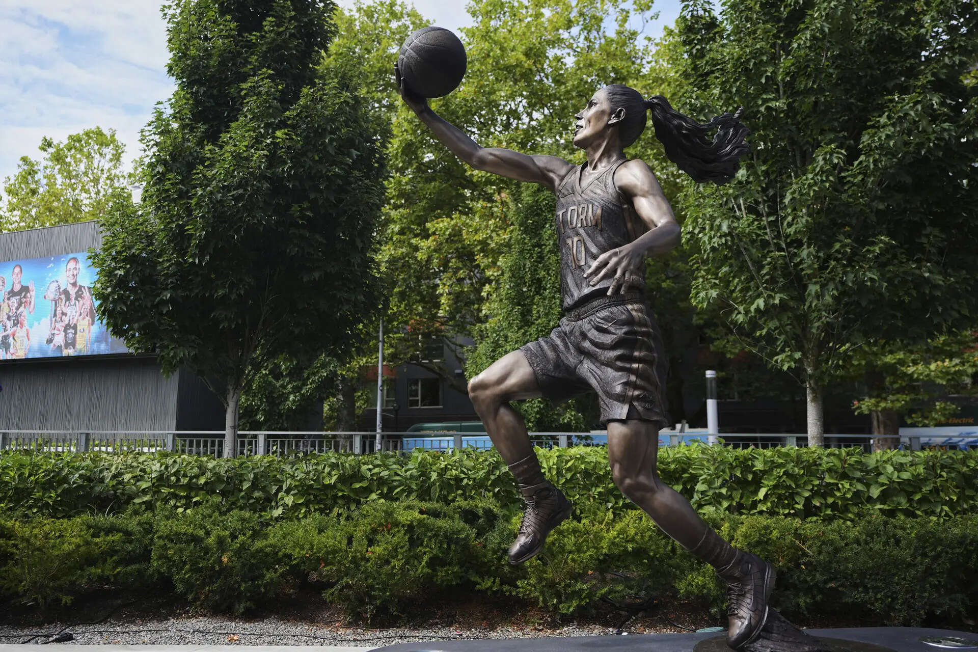 The statue of the former Seattle Storm player