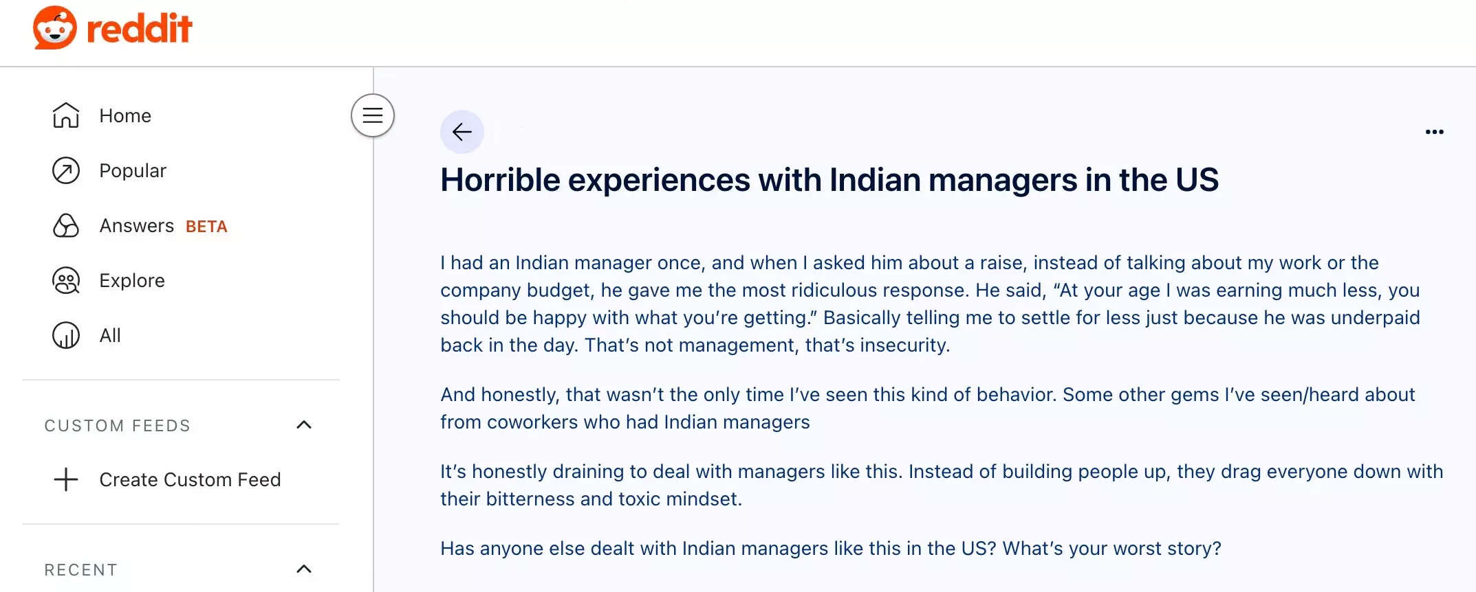 Reddit post made by the user
