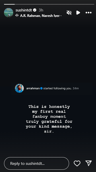 Sushin Shyam IG story