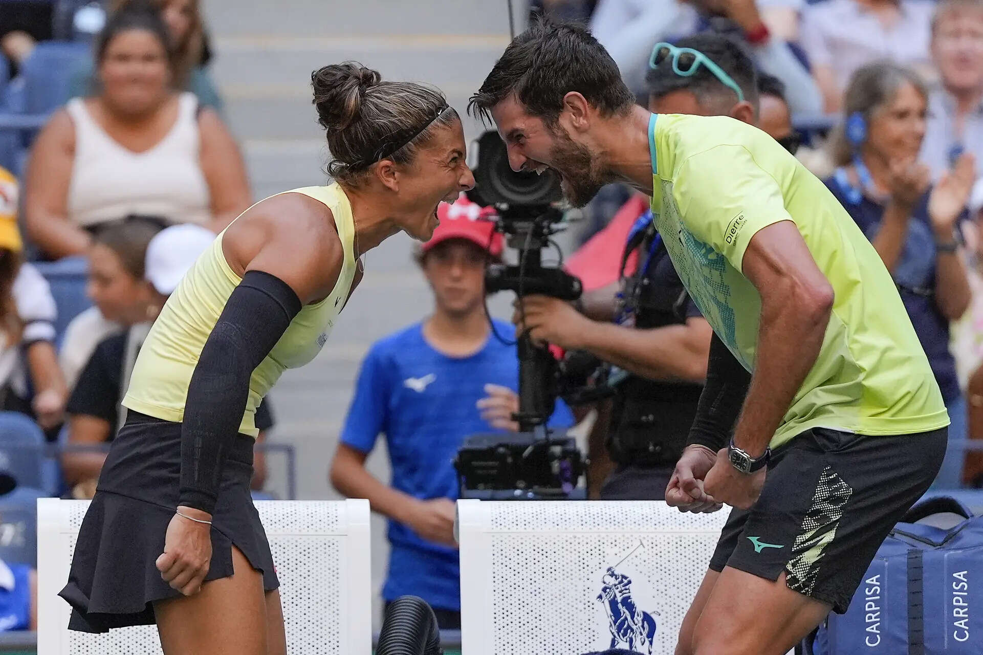 FILE - Sara Errani, of Italy, and Andrea Vavassori, of Italy, react after defeating Taylor Townsend, of the United States, and Donald Young, of the United States, in the mixed doubles final of the U.S. Open tennis championships, Thursday, Sept. 5, 2024, in New York. (AP Photo/Julia Nikhinson, File) There's a $1 million prize and big names for 2025 US Open mixed doubles. Why are some people upset?