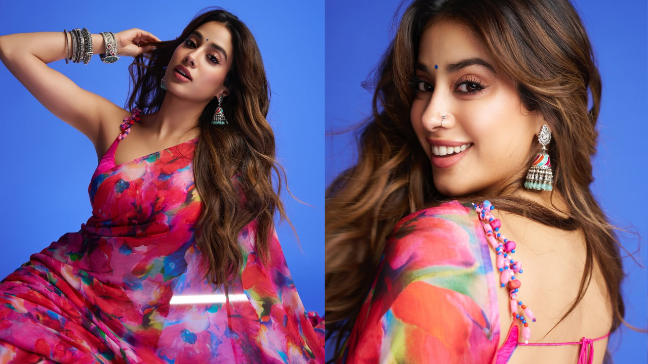 Janhvi Kapoor in colourful saree
