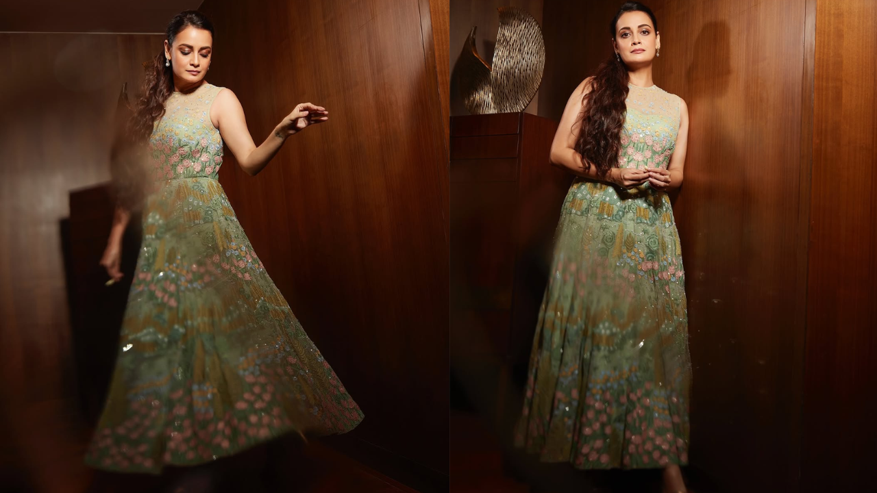 Dia Mirza’s forest-inspired gown from Anita Dongre