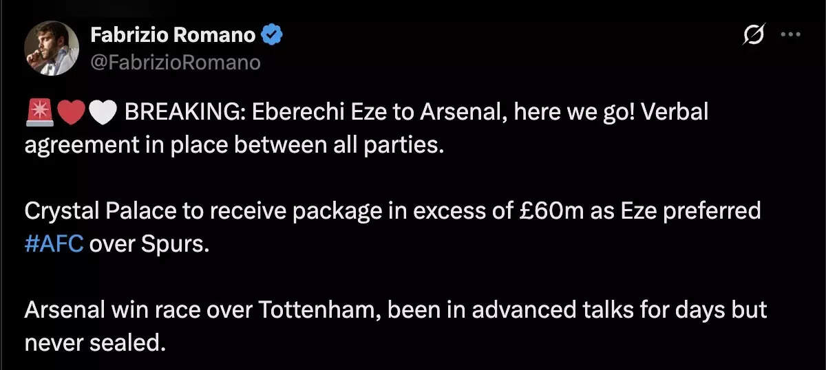 É relatado que os aborechi estão prestes a se juntar ao Arsenal do Palácio de Cristal. romano