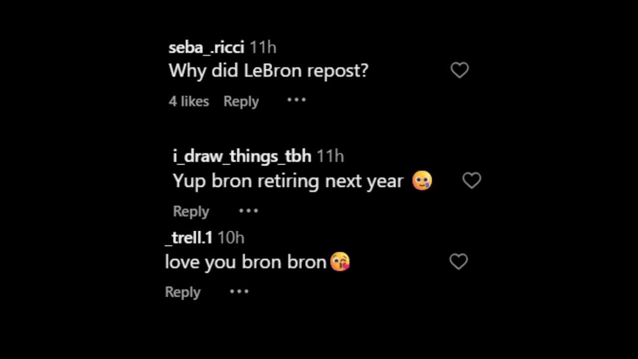Fans' comments on Lebron James' repost